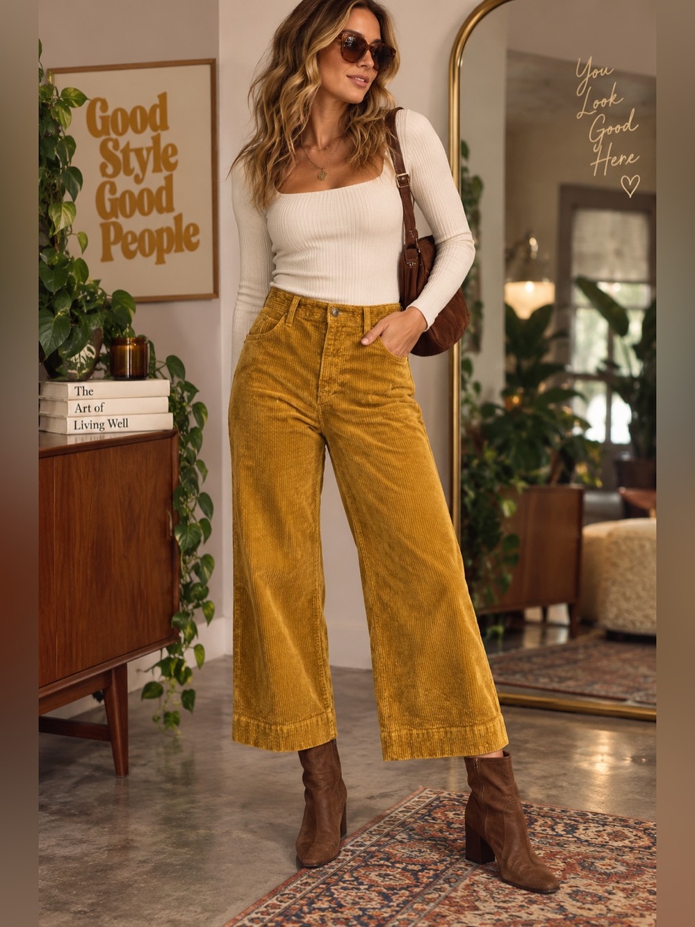 Madewell Mustard Wide-Leg Corduroy Pants